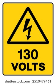 130 Volts Tag Symbol Sign,Vector Illustration, Isolate On White Background Label. EPS10