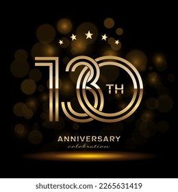 130 year anniversary celebration. Anniversary logo design with double line and golden text concept. Logo Vector Template Illustration