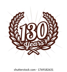 130 years anniversary celebration with laurel wreath. 130th anniversary logo. Vector and illustration.