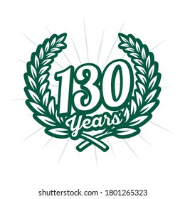 130 years anniversary celebration with laurel wreath. 130th anniversary logo. Vector and illustration.