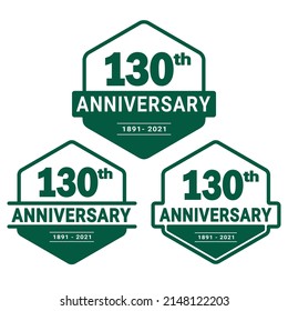 130 years anniversary celebration logotype. 130th anniversary logo collection. Set of anniversary design template. Vector and illustration.