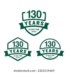 130 years anniversary celebration logotype. 130th anniversary logo collection. Set of anniversary design template. Vector illustration.