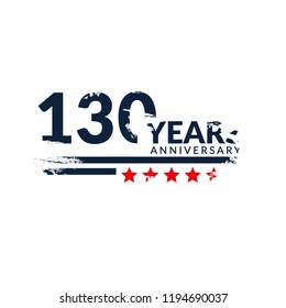 130 years anniversary celebration simple logo.grunge illustration