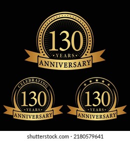 130 years anniversary logo collections. Set of 130th Anniversary logotype template. Vector and illustration.