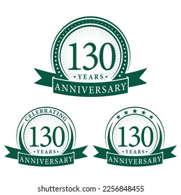 130 years anniversary logo collections. Set of 130th Anniversary logotype template. Vector and illustration.