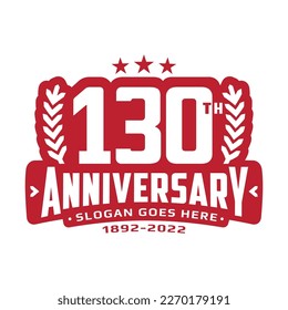 130 years anniversary logo design template. 130th anniversary celebration logotype. Vector and illustration.