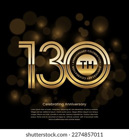 130 years anniversary logo design with gold color and double line style. Logo Vector Template