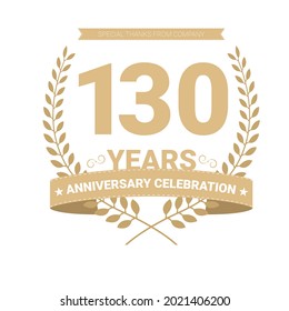 130 years anniversary vector icon, logo. Graphic design element with number and text composition for 130th anniversary