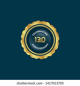 130 years birthday celebration logo. golden 130th anniversary logo.designed for celebration card, greeting card and invitation card.gold emblem.