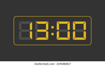 13:00, Digital clock number. Vector illustration.
