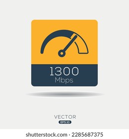 (1300 Mbps) Megabits per second Icon, Vector sign.