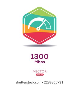 (1300 Mbps) Megabits per second Icon, Vector sign.