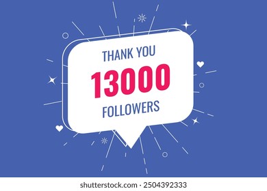 13000 OR 13K followers celebration. Thank you 13000   followers congratulation template banner. banner for social 13K friends and followers. celebrate subscribers and followers.
