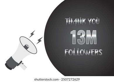 13000000 OR 13m followers celebration. Thank you 13000000 followers congratulation template banner. banner for social 13m friends and followers. celebrate subscribers and followers.
