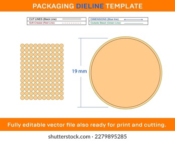 130pcs 19 mm CIRCLE or ROUND label sticker dieline template