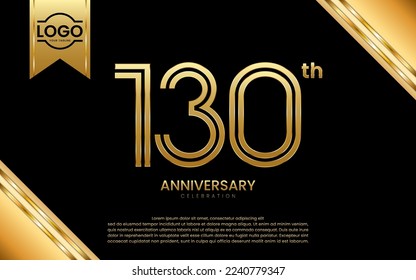 130th Anniversary Celebration. Anniversary Template Design With Golden Number and Font, Vector Template Illustration