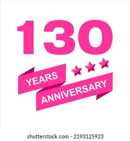130th anniversary celebration vector template, bright creative 130th birthday logo design with beautiful ribbon. vector eps10