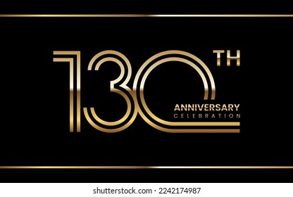 130th anniversary logo design with double line concept. Logo Vector Illustration