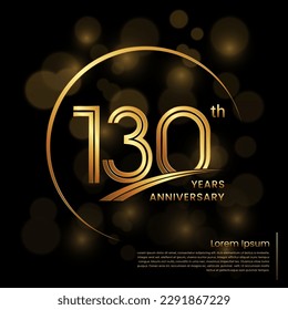 Diseño del logo del 130 aniversario con números de doble línea. Plantilla de aniversario de oro. Plantilla de logotipo de vectores