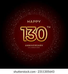 130th  anniversary logo design with a double line concept in gold color, logo vector template illustration