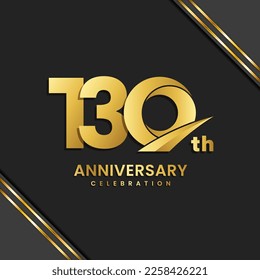 130th anniversary logo design with golden color for anniversary celebration event. Logo Vector Template Illustration