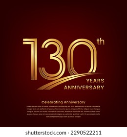 130th Anniversary logo with double line concept design, Golden number for anniversary celebration event. Logo Vector Template