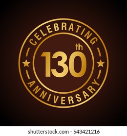 130th golden anniversary logo, laurel wreath isolated on black background, vector design