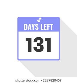 131 Days Left Countdown sales icon. 131 days left to go Promotional banner