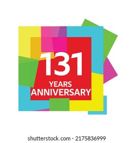 131 years anniversary, for anniversary and anniversary celebration logo, vector design isolated on colorful geometric background.