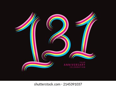 131 years anniversary celebration logotype colorful line vector, 131th birthday logo, 131 number, Banner template, vector design template elements for invitation card and poster.