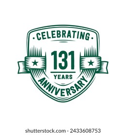 131 years anniversary celebration shield design template. 131st anniversary logo. Vector and illustration.