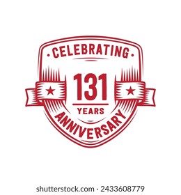 131 years anniversary celebration shield design template. 131st anniversary logo. Vector and illustration.