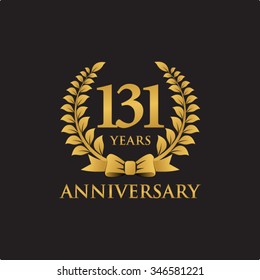 131 years anniversary wreath ribbon logo black background