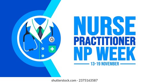 13-19 November is Nurse Practitioner NP Week background template. Holiday concept. background, banner, placard, card, and poster design template with text inscription and standard color. vector.