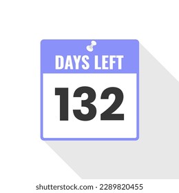 132 Days Left Countdown sales icon. 132 days left to go Promotional banner