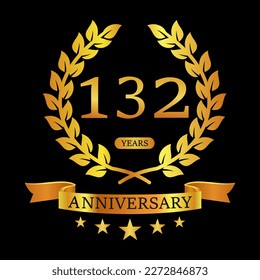 132 th Anniversary logo template illustration. suitable for you