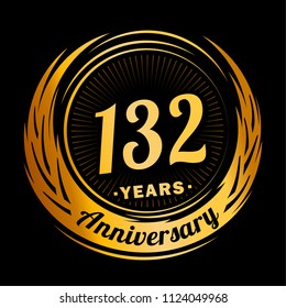 132 years anniversary. Anniversary logo design. 132 years logo.