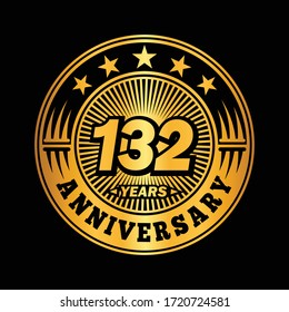 132 years anniversary. Anniversary logo design. Vector and illustration.