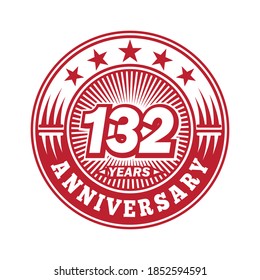 132 years anniversary. Anniversary logo design. Vector and illustration.