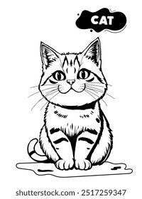 133 cute cat illustration model for coloring