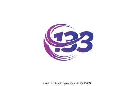 133 Number Logo Design with Purple Gradient Swirl Circle