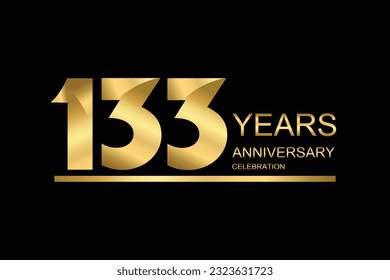 133 year anniversary vector banner template. gold icon isolated on black background.