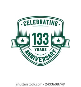 133 years anniversary celebration shield design template. 133rd anniversary logo. Vector and illustration.