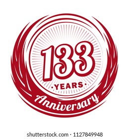 133 years anniversary. Anniversary logo design. 133 years logo.