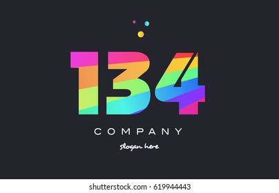 134 creative color green orange blue magenta pink number digit company logo vector icon spectrum