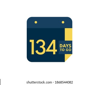 134 days to go calendar icon on white background, 134 days countdown, Countdown left days banner image