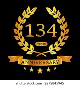 134 th Anniversary logo template illustration. suitable for you