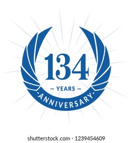 134 years anniversary. Elegant anniversary design. 134 years logo.