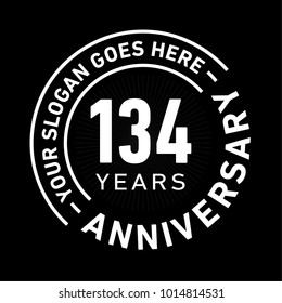 134 years anniversary logo template. Vector and illustration.