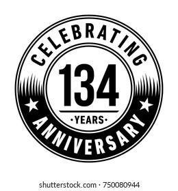 134 years anniversary logo template. Vector and illustration.